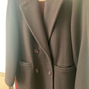 Rare Vintage Evan Picone Dark Chocolate Brown Double-Breasted 100% WOOL Coat